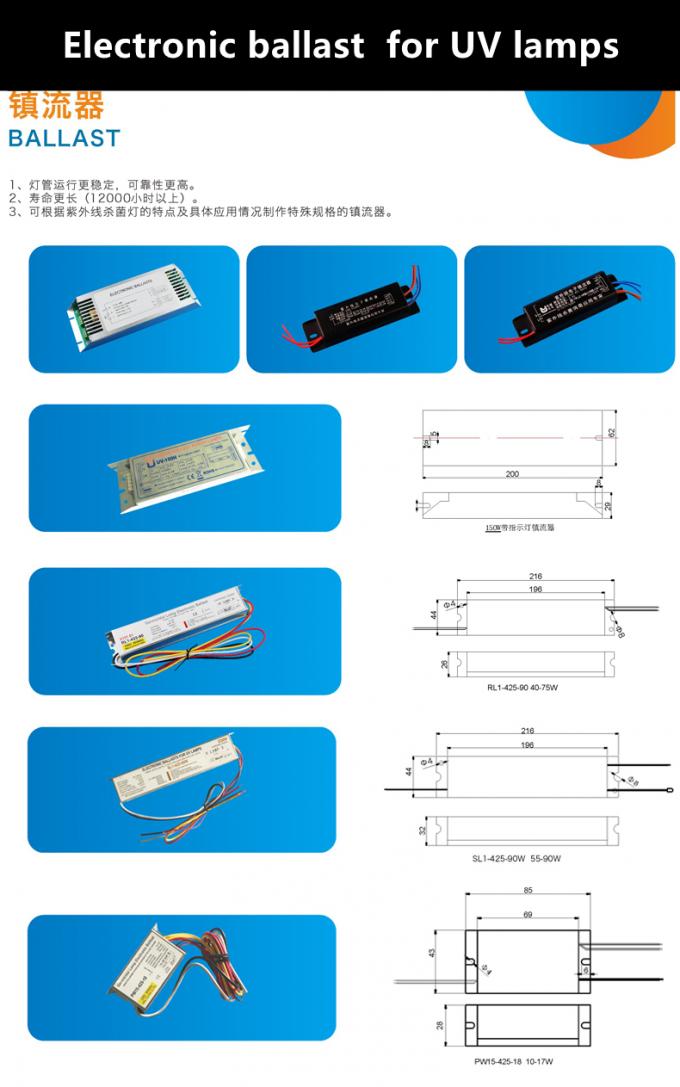 Alimentatore elettronico per gli alimentatori elettronici germicidi della lampada 15w del virus dei germi di scarico ad alta intensità leggero leggero UV-C di disinfezione